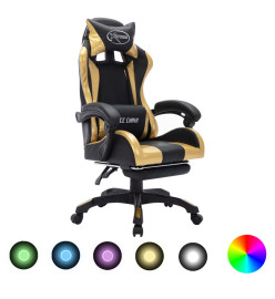 Fauteuil de jeux vidéo avec LED RVB Doré et noir Similicuir