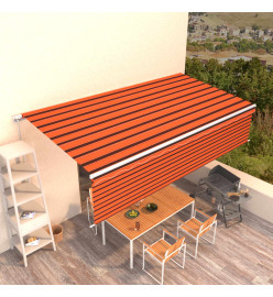 Auvent manuel rétractable avec store 6x3 m Orange et marron