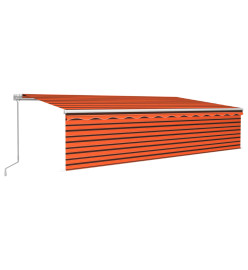 Auvent manuel rétractable avec store 6x3 m Orange et marron