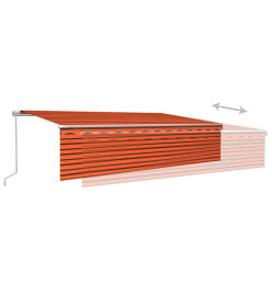 Auvent manuel rétractable avec store 6x3 m Orange et marron