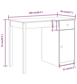 Bureau Marron miel 100x50x75 cm Bois massif de pin