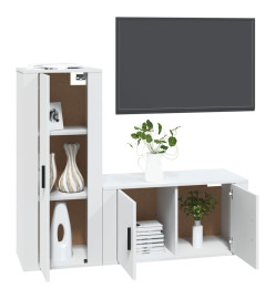 Ensemble de meubles TV 2 pcs Blanc Bois d'ingénierie