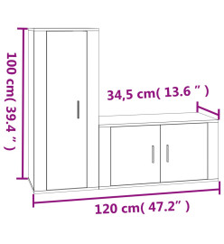 Ensemble de meubles TV 2 pcs Blanc Bois d'ingénierie