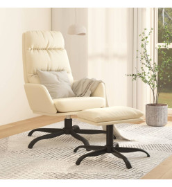 Chaise de relaxation avec tabouret Crème Similicuir