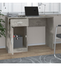 Bureau avec tiroir et armoire Gris béton 100x40x73 cm