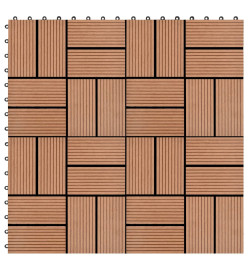 Carreau de terrasse 11 pcs WPC 30 x 30 cm 1 m² Marron