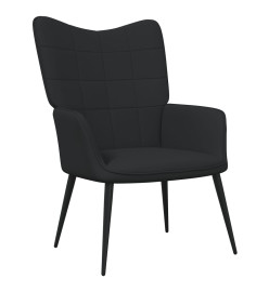 Chaise de relaxation avec tabouret Noir Tissu