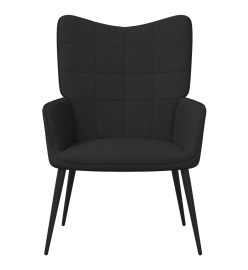 Chaise de relaxation avec tabouret Noir Tissu