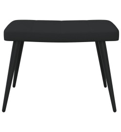 Chaise de relaxation avec tabouret Noir Tissu