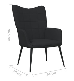 Chaise de relaxation avec tabouret Noir Tissu