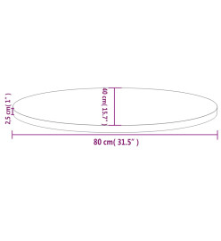 Dessus de table blanc 80x40x2,5 cm bois de pin massif ovale