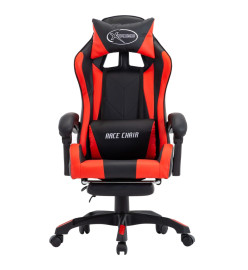 Fauteuil de jeux vidéo et repose-pied Rouge et noir Similicuir