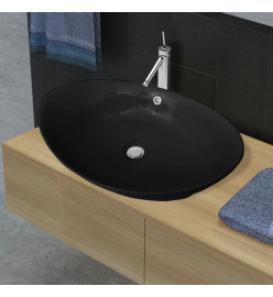 Lavabo ovale en céramique noir avec trop plein 59 x 38,5 cm