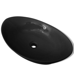 Lavabo ovale en céramique noir avec trop plein 59 x 38,5 cm