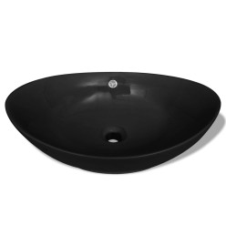 Lavabo ovale en céramique noir avec trop plein 59 x 38,5 cm