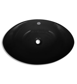 Lavabo ovale en céramique noir avec trop plein 59 x 38,5 cm