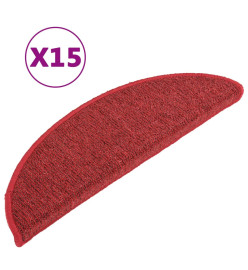 Tapis de marches d'escalier 15 pcs Rouge 56x17x3 cm