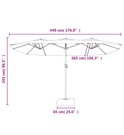 Parasol à double tête bleu azuré 449x245 cm