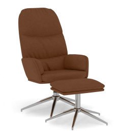 Chaise de relaxation avec tabouret Marron Similicuir daim