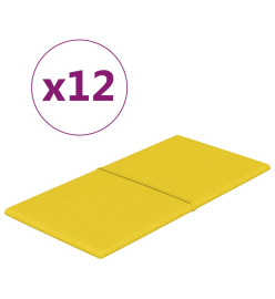 Panneaux muraux 12 pcs Jaune clair 60x30 cm Tissu 2,16 m²