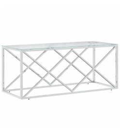 Table basse 110x45x45 cm acier inoxydable et verre