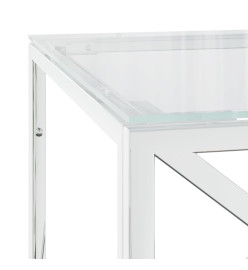 Table basse 110x45x45 cm acier inoxydable et verre