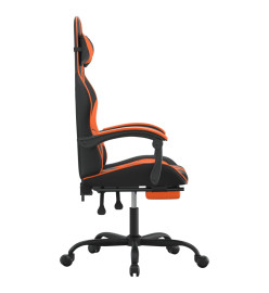 Chaise de jeu avec repose-pied Noir et orange Similicuir