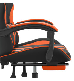 Chaise de jeu avec repose-pied Noir et orange Similicuir