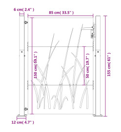 Portail de jardin 105x155 cm acier corten conception d'herbe