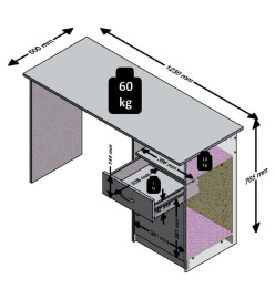 FMD Bureau avec 1 tiroir 123 x 50 x 76,5 cm Chêne et blanc