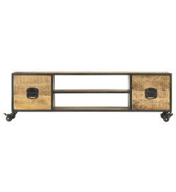 Meuble TV 130x30x39 cm Bois massif de manguier