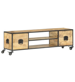 Meuble TV 130x30x39 cm Bois massif de manguier