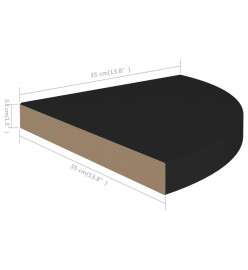 Étagères d'angle flottantes 4 pcs noir 35x35x3,8 cm MDF