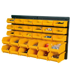 Kit de bacs de stockage et panneaux muraux 32 pcs Jaune et noir