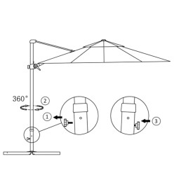 Parasol déporté avec mât en aluminium Terre cuite 250x250 cm