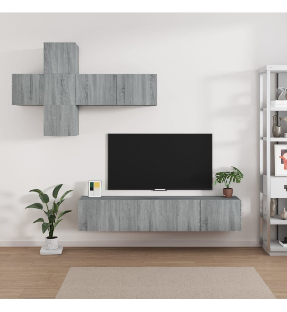 Ensemble de meubles TV 7 pcs Sonoma gris Bois d'ingénierie