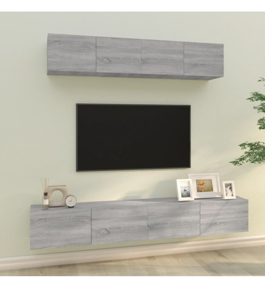 Ensemble de meubles TV 4 pcs Sonoma gris Bois d'ingénierie