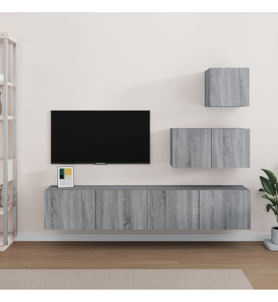 Ensemble de meubles TV 4 pcs Sonoma gris Bois d'ingénierie