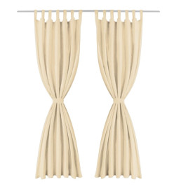 Rideau occultant avec boucles 2 pcs 140 x 245 cm Beige