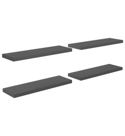 Étagère murale flottante 4 pcs Gris brillant 80x23,5x3,8 cm MDF