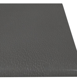 Panneaux muraux 12 pcs Gris 60x15 cm Similicuir 1,08 m²