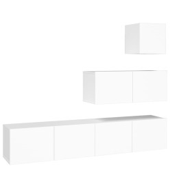 Ensemble de meubles TV 4 pcs Blanc Bois d'ingénierie