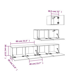 Ensemble de meubles TV 4 pcs Blanc Bois d'ingénierie