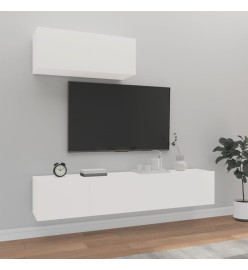 Ensemble de meubles TV 3 pcs Blanc Bois d'ingénierie