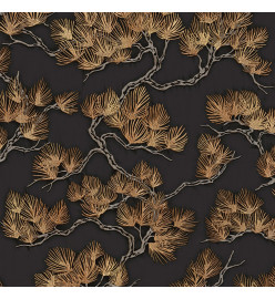 DUTCH WALLCOVERINGS Papier peint Motif avec pins Noir et doré