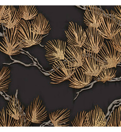 DUTCH WALLCOVERINGS Papier peint Motif avec pins Noir et doré