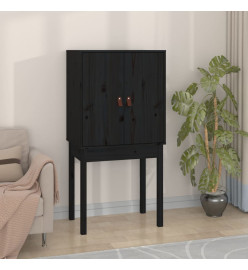 Buffet haut Noir 60x40x120 cm Bois massif de pin