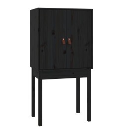 Buffet haut Noir 60x40x120 cm Bois massif de pin