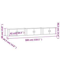 Meubles TV muraux 3 pcs chêne fumé 100x34,5x40 cm