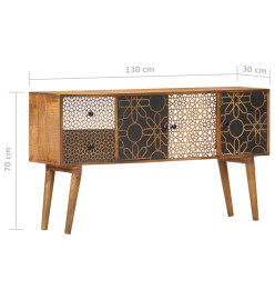 Buffet avec motif imprimé 130x30x70 cm Bois de manguier massif